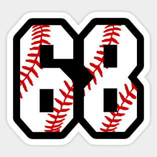 Baseball Number 68 #68 Baseball Shirt Jersey Favorite Player Biggest Fan Sticker